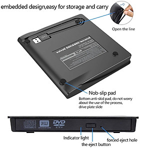 Ổ đĩa dvd rời cho laptop, desktop, máy tính bàn, ổ đĩa quang dvd rw gắn ngoài qua cổng USB hỗ trợ đọc, ghi đĩa dvd, cd không kén đĩa.