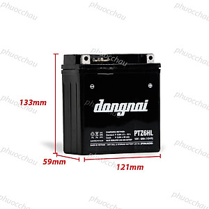 Ắc Quy Đồng Nai PTZ6HL 12V-6Ah cho xe máy Dream, Wave, Future, Sirius, Jupiter, Taurus, Mio