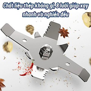 Máy Xay Hạt Khô Đa Năng Mẫu Mới Công Suất 300W 8 Lưỡi, Xay Các Loại Hạt, Đồ Khô, Coffee, Ngũ Cốc Không Ồn Tiện Lợi - Hàng Chính Hãng