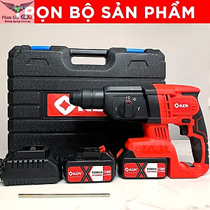Máy Khoan đục Bê tông dùng pin KEN 118V 3 chức năng - Pin 10 CELL - Động cơ từ - Máy Khoan Có Búa - Khoan Pin Không than