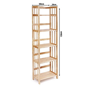 Kệ Sách 5 Tầng Rộng 50cm Gỗ Cao Su Tự Nhiên- Vàng