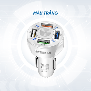 Tẩu Sạc Xe Ô Tô 4 Cổng USB Công Nghệ Sạc Nhanh QC 3.0A | Tẩu Sạc Điện Thoại Dùng Trên Xe Ô Tô 4 Cổng USB Sạc Được Nhiều Thiết Bị Cùng Lúc, Hỗ Trợ Sạc Nhanh QC 3.0A 