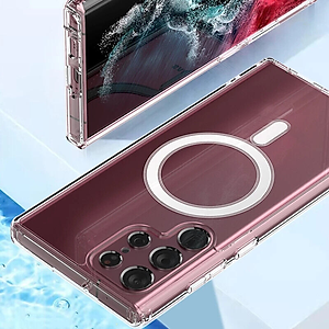 Ốp lưng sạc Maqsafe cho Samsung Galaxy S23 / Galaxy S23 Ultra / Galaxy S23 Plus / S23+ hiệu HOTCASE Maqsafe Magetic Case silicon chống sốc siêu mỏng 1.5mm, độ trong tuyệt đối, chống trầy xước, chống ố vàng, tản nhiệt tốt - hàng nhập khẩu