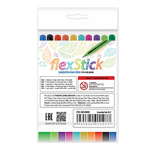 Túi 10 Bút gel B FlexStick Smooth Ink Pen Flexoffice FO-GELB08 - Mực tiêu chuẩn châu Âu
