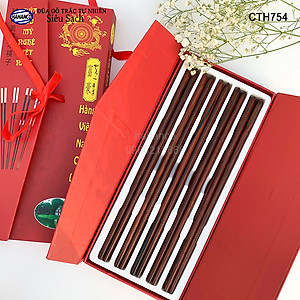 Đũa đầu búp gỗ Trắc Việt Nam Siêu sạch (10 đôi) Kháng khuẩn, không nấm mốc (CTH754) để mộc siêu bền - an toàn sức khỏe