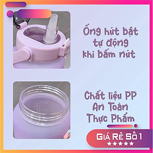 (Tặng sticker) Bình nước 2 lít  dành cho người lười uống nước bình nước cute 2L có ống hút, vạch chia nhắc giờ