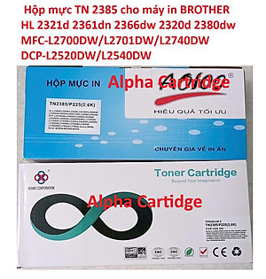 Hộp mực TN 2385 dành cho Brother HL-L2321D HL-2361DN HL-2366DW MFC-L2700dw MFC-L2701DW 2300D/2320D/L2340DW/L2360DW/L2380DW/L2321D/L2361DW DCP-L2520DW/L2540DW MFC-L2700DW -Chất lượng cao Mới 100%, Full hộp Hàng chính hãng Alpha Cartridge 