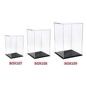 Hộp mica Enter BOX107 10x10x15cm mica dày 2mm, đế đen 5mmx2 chữ nhật đứng, Hộp trưng bày mô hình, Hộp mica trong chống bụi