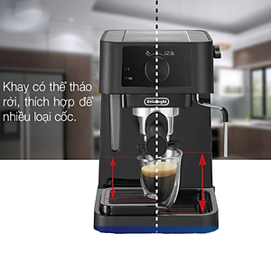 Máy pha cà phê Delonghi EC235.BK công suất 1100W, pha Espresso đánh bọt sữa capuchino, latte - Hàng nhập khẩu