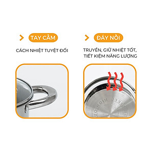 Bộ nồi inox đáy từ HR-S301 (16,20,24cm) - thương hiệu Hare -  lỗi 1 đổi 1