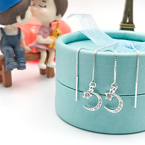  Hoa Tai Bạc Hiểu Minh HT291 Trăng Sao Mảnh Mai 