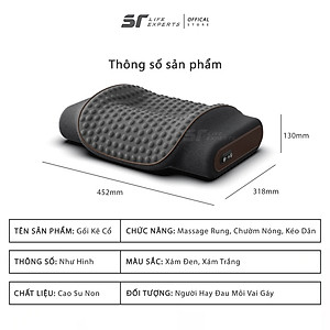 Gối Ngủ Túi Khí Kéo Dãn, Kê Đầu Massage Chườm Nóng Công Thái Học, Giảm Đau Mỏi Cổ Vai Gáy - Sairui