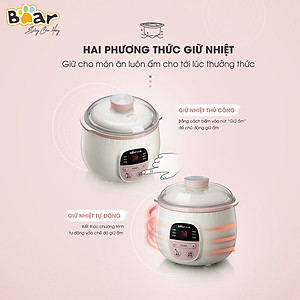 Nồi Nấu Chậm 0,8L Bear SUBE001 Đa Năng Nấu Cháo, Chưng Yến Bản Quốc Tế - Hàng Chính Hãng