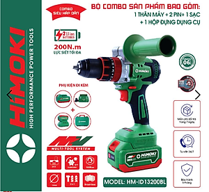 Máy Khoan Pin Bê Tông 3 Chức Năng HIMOKI 13mm 21V Pin 10 Cell - Motor 100% Dây Đồng Không Chổi Than - Bảo Hành 12 Tháng