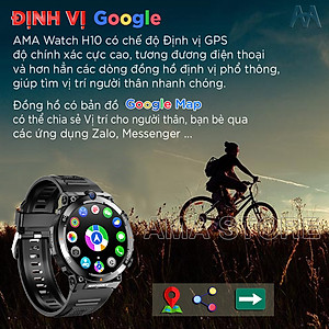 Đồng hồ Thông minh Mặt tròn Gắn sim Nghe gọi ZaIo có Rung cho Học sinh Người lớn định vị GPS chức năng như Điện thoại chơi Game xem Youtube TikTok tải ứng dụng CH Play AMA Watch H10 Android 2024 Hàng nhập khẩu