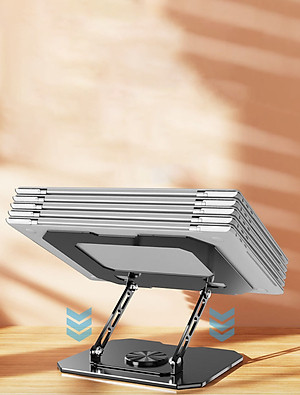 Kệ đỡ giá đỡ đế tản nhiệt dành cho laptop, macbook, máy tính hợp kim nhôm gấp gọn xoay 360 độ nhiều nấc độ cao - K2 - Hàng chính hãng