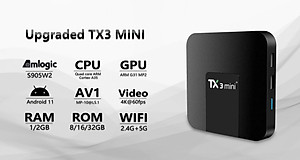 TX3 mini + mới có điều khiển giọng nói tiếng việt 2G Ram 16G Rom S905w2 bluetooth wifi kép 2 băng tần Android 11 cài sẵn chương trình truyền hình cáp và xem phim HD miễn phí vĩnh viễn Hàng nhập khẩu 