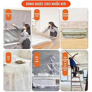 3.2m*12m Màng PE Bọc Nội Thất Chống Bụi Chống Nước Khi Thi Công MÀU TRẮNG TRONG