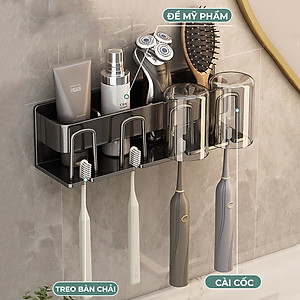 Giá treo để bàn chải đánh răng VANDO gắn tường tiện lợi, kệ nhà tắm để cốc, mỹ phẩm, chất liệu cao cấp sơn tĩnh điện