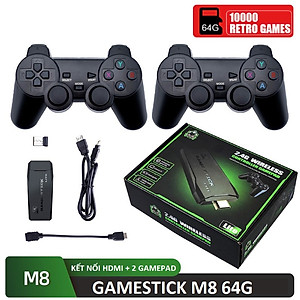 Bộ Máy Retro Gamestick M8 64G 2 tay cầm kết nối HDMI cho màn hình Tivi máy tính máy chiếu hàng nhập khẩu