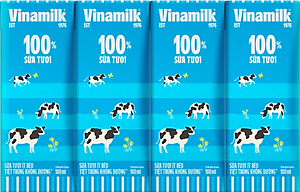 Thùng 48 HỘP SỮA TƯƠI TIỆT TRÙNG VINAMILK 100% TÁCH BÉO KHÔNG ĐƯỜNG 180ML