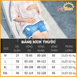 Quần sooc đùi jeans ngắn vải bò cho bà mẹ bầu mặc mùa hè đẹp, thời trang