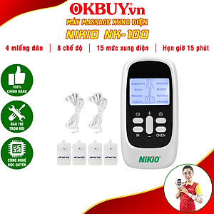 Máy Massage Xung Điện Nikio NK-100 - Trị Liệu Đau Nhức Cơ Bắp, Cải Thiện Căng Thẳng, Mệt Mỏi, 4 Miếng Dán Matxa Thư Giãn Toàn Thân, 8 Chế Độ, 15 Cường Độ Tùy Chỉnh - Dòng Pin Sạc Tiện Dụng