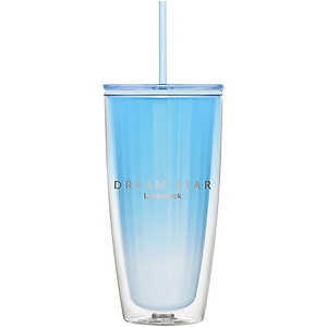Ly nhựa 2 lớp LocknLock kèm ống hút Dream star Double wall cold cup 750ml HAP522