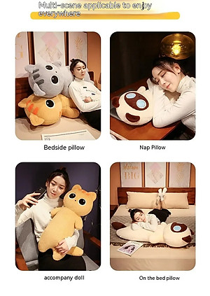 Thú nhồi bông mèo mắt to vô tri - Size từ 70cm đến 90cm - Quà tặng gấu bông mèo mắt tròn dễ thương - Gối ôm mềm mịn cho bé.