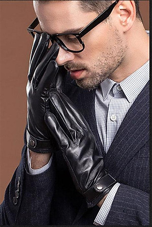 Găng tay nam da cừu BHY8791 Bao tay da thật nam. Lót lông giữ ấm, cán gió, chống ngấm nước. Hàng chính hãng