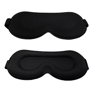 Bịt Che Mắt Ngủ 3D Kèm Bịt Tai Văn Phòng, Trên Xe Ô tô, Máy Bay, Thoáng Khí, Mềm Mại Cho Giấc Ngủ Ngon, Mặt Nạ Ngủ. Du Lịch Dã Ngoại Phượt Thiền MÀU ĐEN