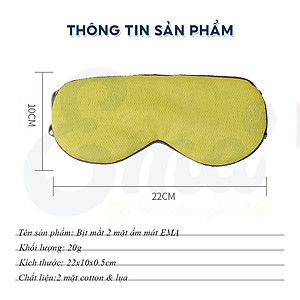 Bịt mắt ngủ lụa 2 mặt EMA, miếng che mắt ngủ cao cấp 2 mặt ấm mát có có quai đeo điều chỉnh