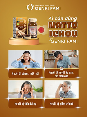 Viên Uống Phòng Ngừa Đột Quỵ, Bổ Não Nattokinase 3000FU Natto Ichou Genki Fami Nhật Bản