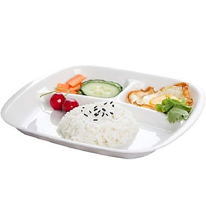 Đĩa ăn chia 3 ngăn cho bé màu trắng - Hàng nội địa Nhật