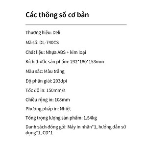 Máy in nhiệt Deli DL-750W in đơn hàng, tem mã vạch, hóa đơn, livestream, dùng giấy in nhiệt tự dán - Hàng chính hãng