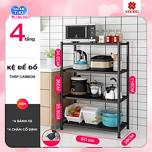 Kệ lò vi sóng đa năng Thép Carbon cao cấp Vando, kệ để đồ nhà bếp siêu chịu lực 300kg sơn tĩnh điện chống bong tróc, kệ nhà bếp 
