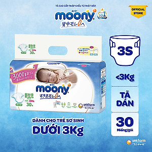 Tã dán cao cấp Moony 3S dành cho trẻ sơ sinh dưới 3 KG