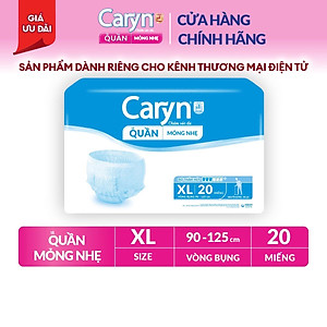 Tã/Bỉm Quần Người Lớn Caryn Mỏng Nhẹ Chống Tràn Dành Cho Người Già Có Thể Tự Đi Lại Size XL20 miếng)