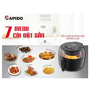 Nồi chiên không dầu 6.5L Rapido RAF6.5D 1800W - Hàng chính hãng