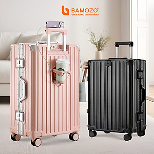 Vali khung nhôm khóa sập Bamozo 9066 size 20/24/28 inch cao cấp bịt 4 góc kim loại chống va đập bảo hành 5 năm