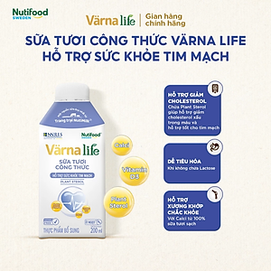 Thùng Thực phẩm bổ sung Värna Life sữa tươi công thức (Tím) (12 hộp x 200ml)