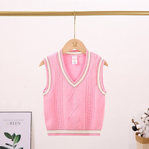 Áo len gile cho bé gái cổ tim 3-8 tuổi hàng WERZTOUN đanh sợi không bai xù điệu đà đáng yêu