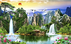 Bộ tranh xếp hình jigsaw puzzle cao cấp 1000 mảnh ghép – Sơn Thủy Hữu Tình