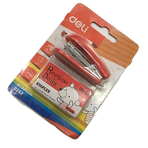 Dập Ghim Mini 10# + Lõi - Deli 253 - Màu Đỏ