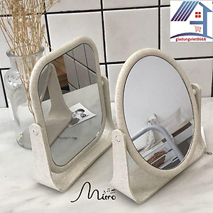 Gương Trang Điểm Gương để bàn trang điểm để bàn lúa mạch 2 mặt gương xoay 360 độ hàng cao cấp