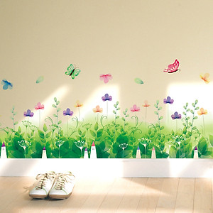 Decal trang trí dán chân tường hình hoa bướm đầy màu sắc cho bé XL7183