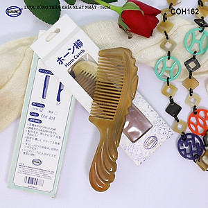 Lược sừng xuất Nhật (Size: M- 16cm) COH162 - Lược chuôi khía họa tiết đẹp - Chăm sóc tóc