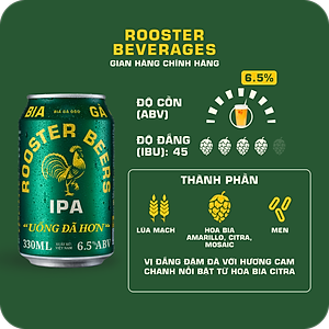 Thùng Rooster Beers IPA (Bia Gà) 24 Lon (330ml/Lon)
