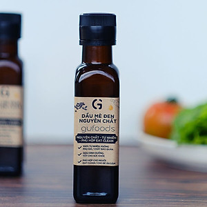 Dầu mè đen GUfoods - Giàu omega 3-6 và chất chống oxy hóa, Lành mạnh, Phù hợp eat clean, Trộn salad, Cho bé ăn dặm (chai 120ml)