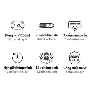 Nồi cơm điện mini đa năng Bear 1.2L (lòng nồi 0.3L) 8 chế độ nấu, Anh Lam Store - Hàng chính hãng